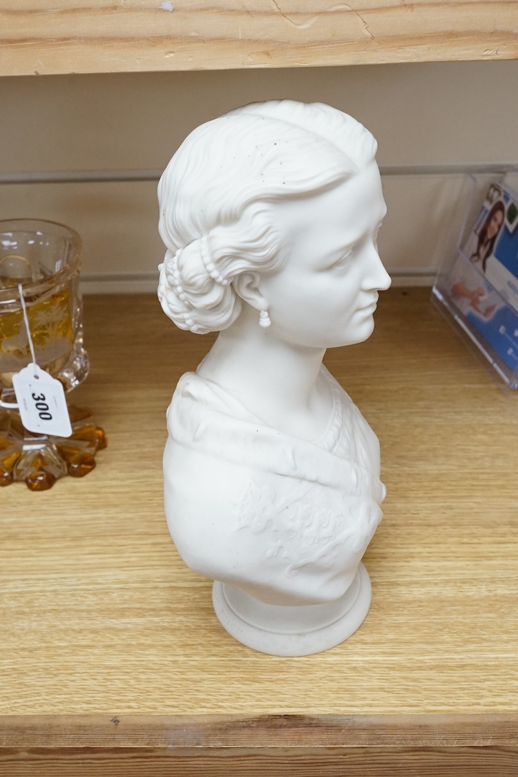 A Victorian Crystal Palace Art Union Copeland Parian bust of Princess Alexandra, 30cm high